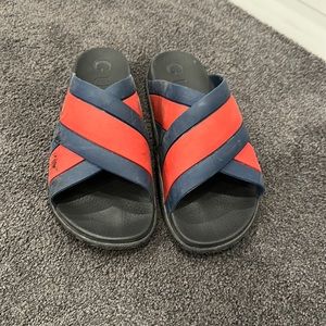 Men's Red and Blue Gucci Slide Sandals